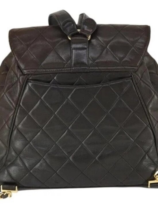 CHANEL Matelasse Backpack Lamb Skin Dark Brown Gold CC Auth ki6346 main image 10